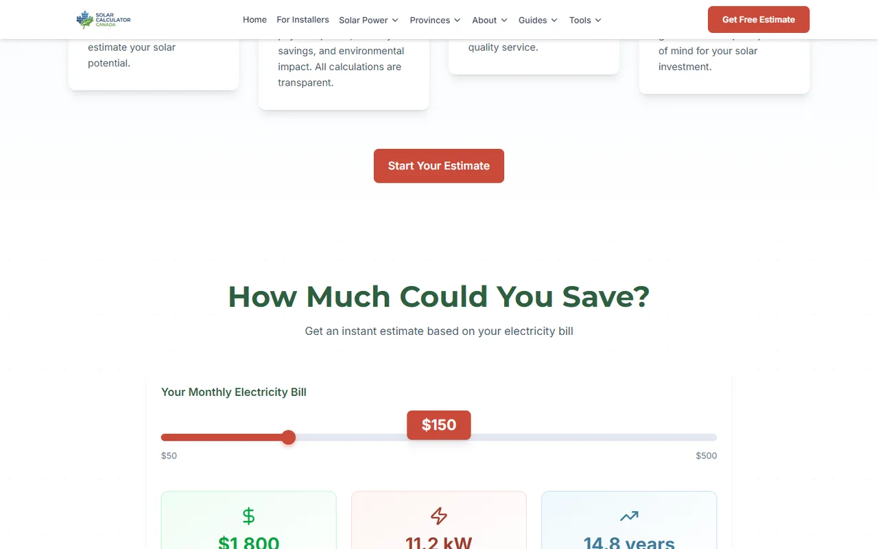 Solar Calculator Canada — screen 2